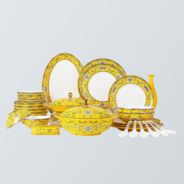 盛世如意32头国韵黄餐具