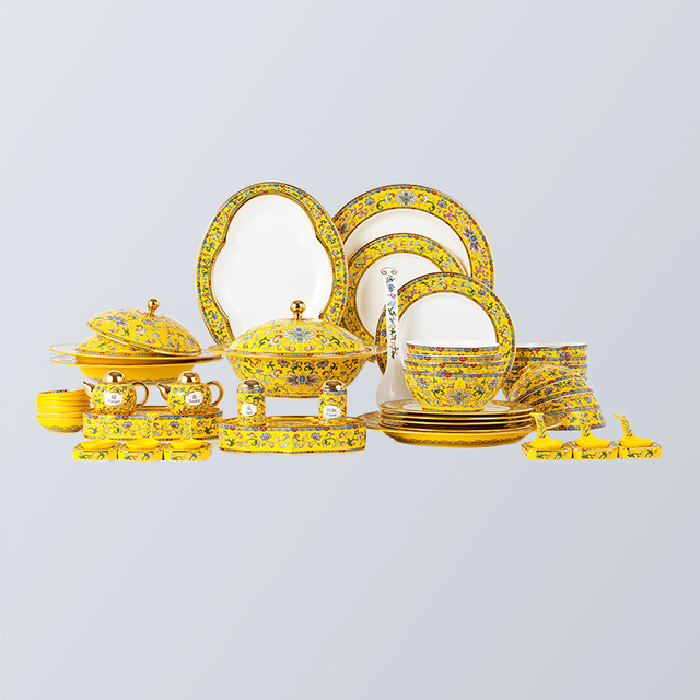 盛世如意52头国韵黄餐具